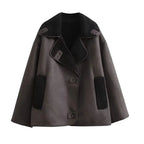 Women's Plush Lined Faux Leather Jacket – Oversized Winter Jacket
