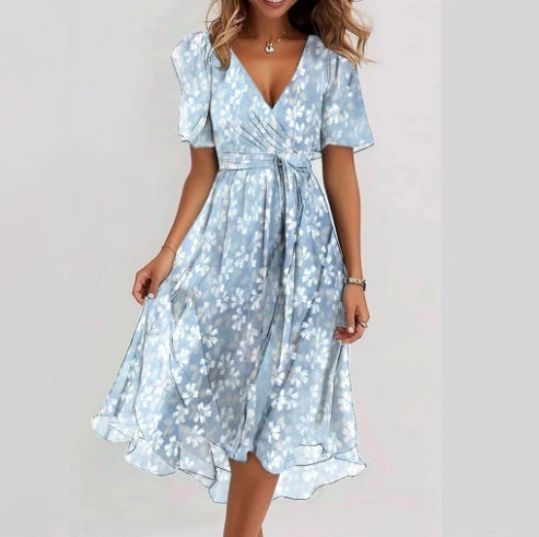 Isabella | Floral V-Neck Midi Dress