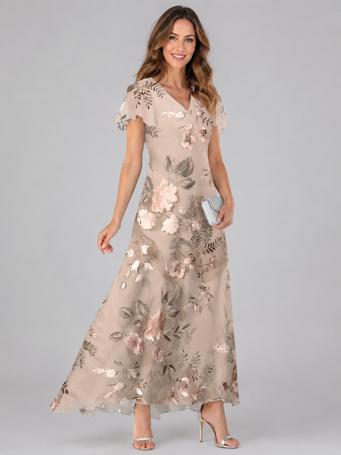 Women's Draped Floral Maxi Dress – Flowy Relaxed Summer Dress