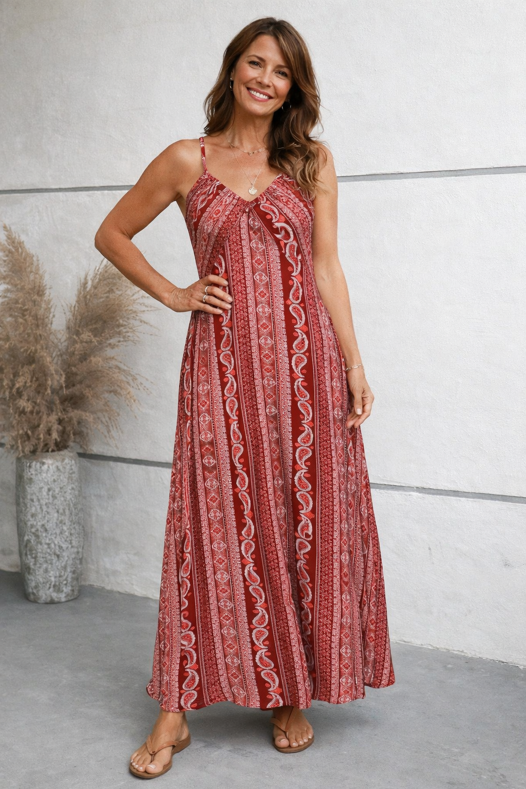 Women's Printed Maxi Dress – Spaghetti Strap Dress