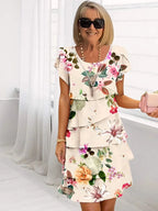 Women's Floral Midi Dress – Pleated Occasion Dress – Isabella
