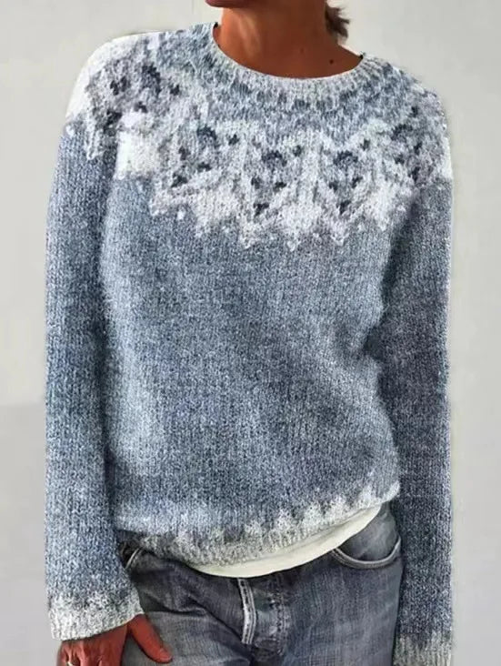 Women's Nordic Fair Isle Sweater – Norwegian Pattern Crew Neck Pullover