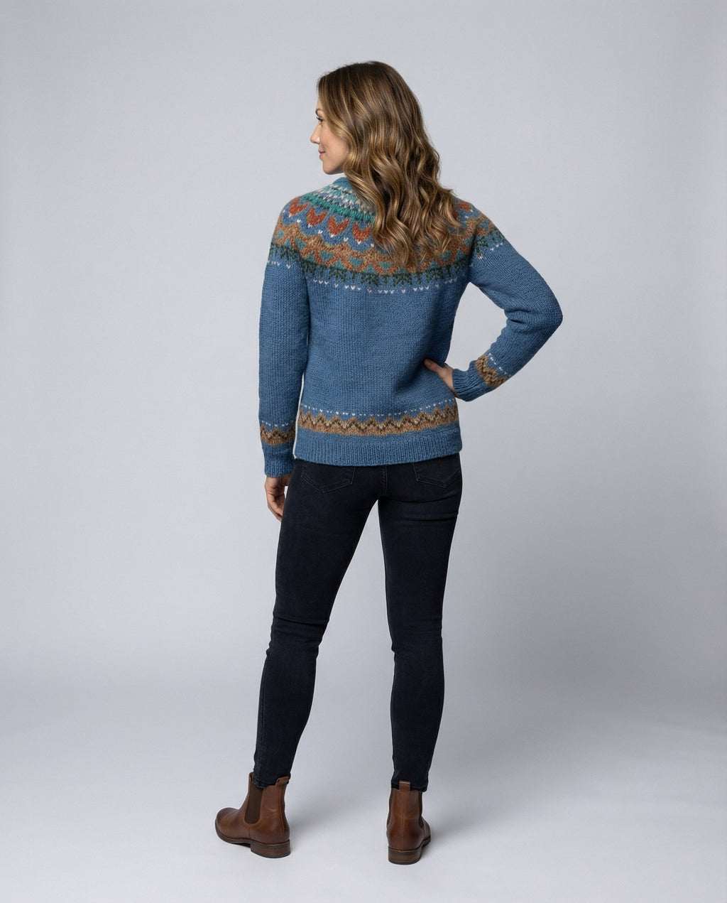 Women's Icelandic Pattern Sweater – Vintage Nordic Crew Neck Pullover
