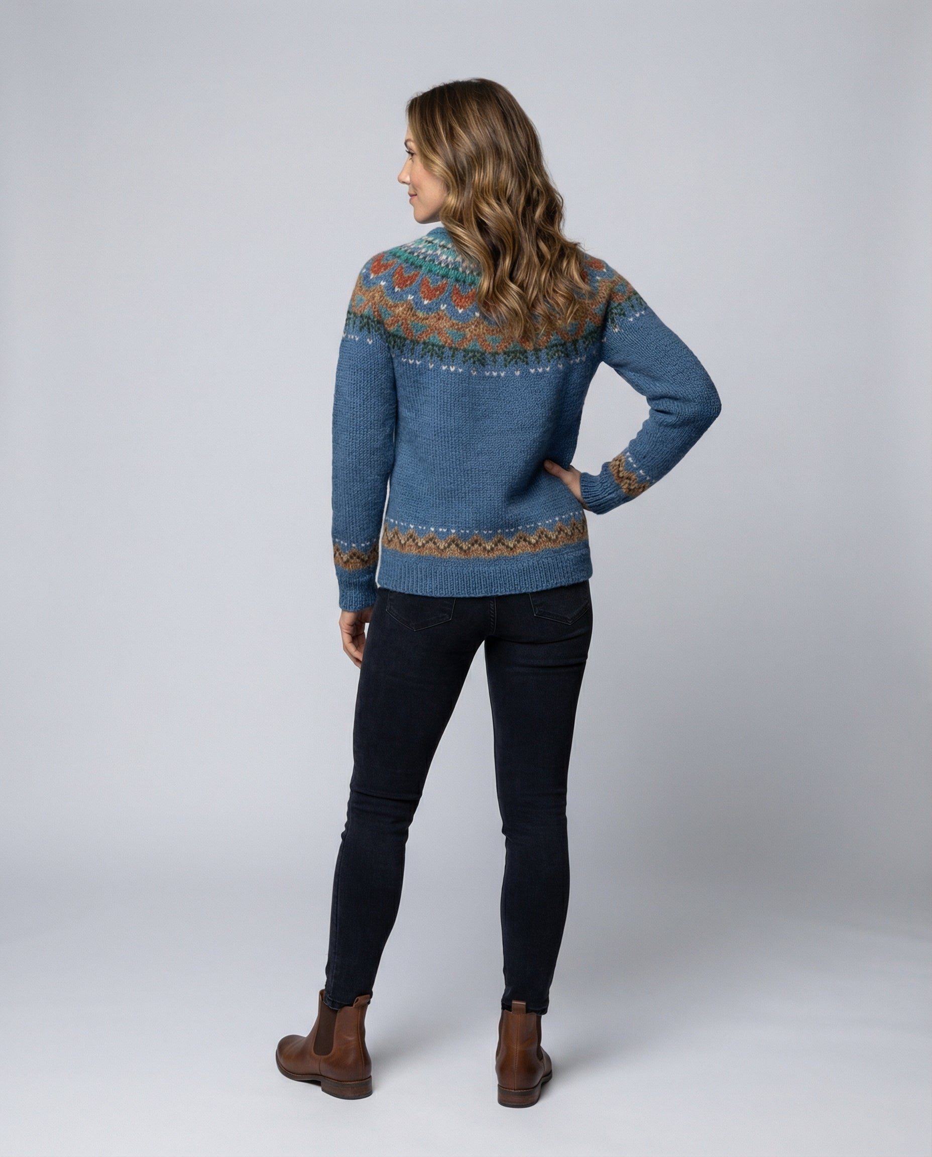 Women's Icelandic Pattern Sweater – Vintage Nordic Crew Neck Pullover