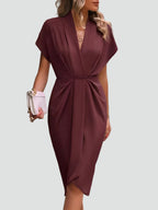 Women's Wrap Midi Dress – V-Neck Occasion Dress