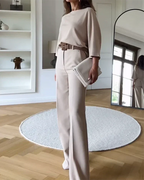 Women's Tailored Wide Leg Pants Set – Relaxed Top & Dressy Trousers