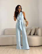 Women's High Waist Wide Leg Jumpsuit – Flowy Formal Occasion Jumpsuit