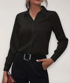 Women's Button Front Office Blouse – Classic Long Sleeve Work Blouse