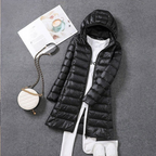 Women's Longline Puffer Coat – Lightweight Removable Hood Jacket
