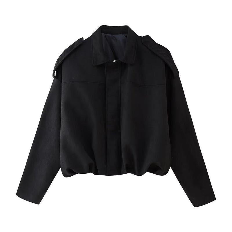 Women's Suede Look Bomber Jacket – Zip-Up Casual Jacket