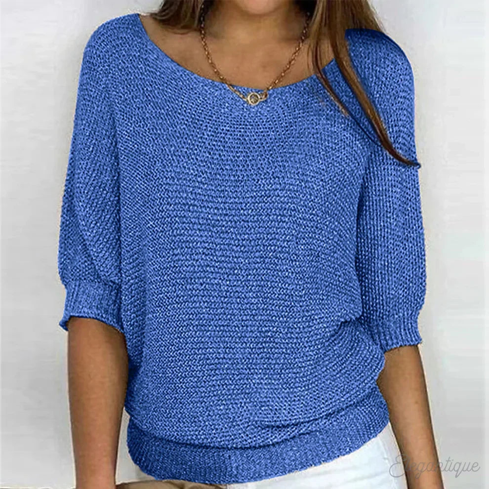 Women's Relaxed Cross Knit Sweater – Classic Winter Sweater