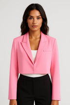 Women's Cropped Blazer – Notched Collar Office Blazer – Harper