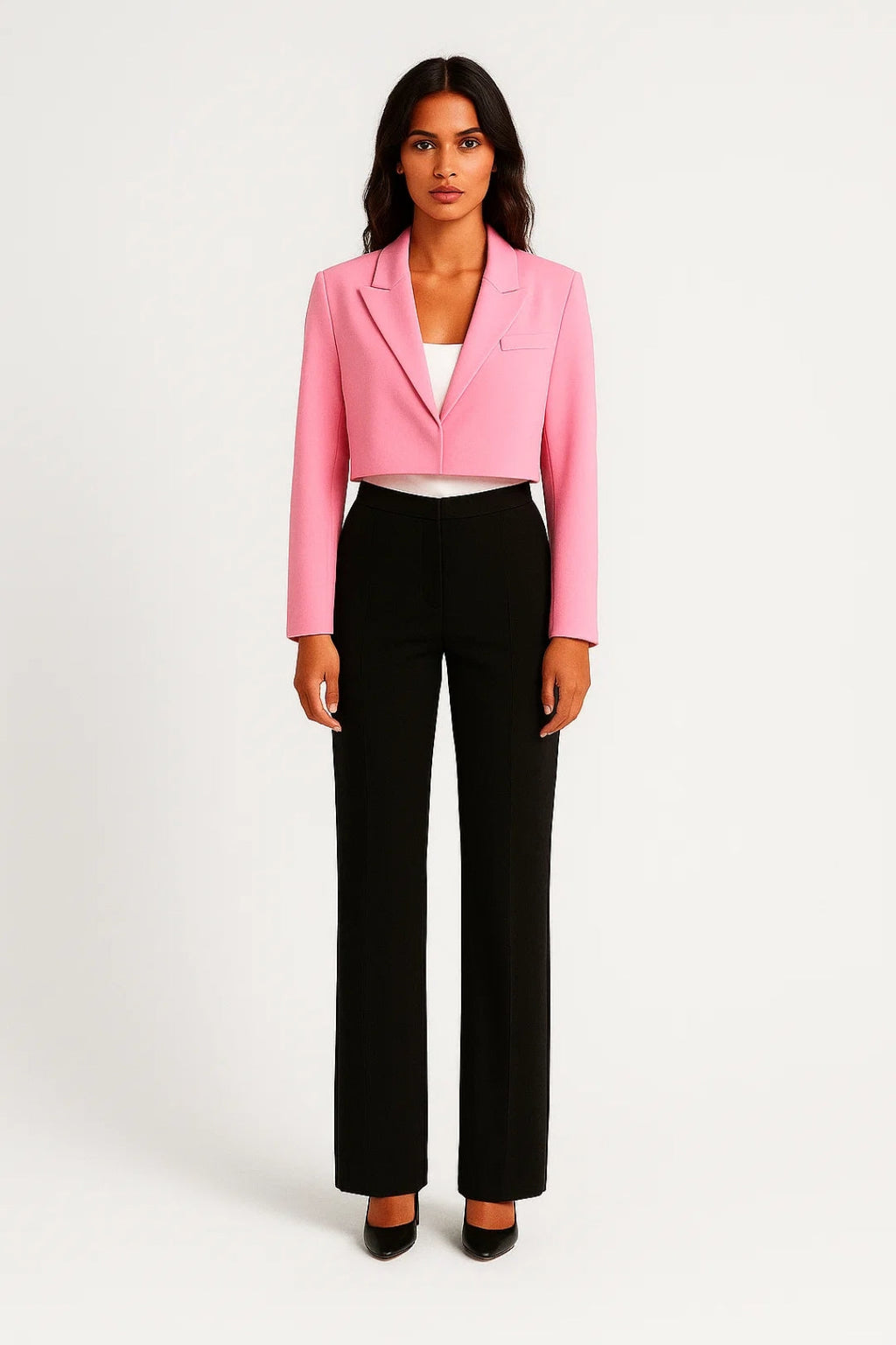 Women's Cropped Blazer – Notched Collar Office Blazer – Harper