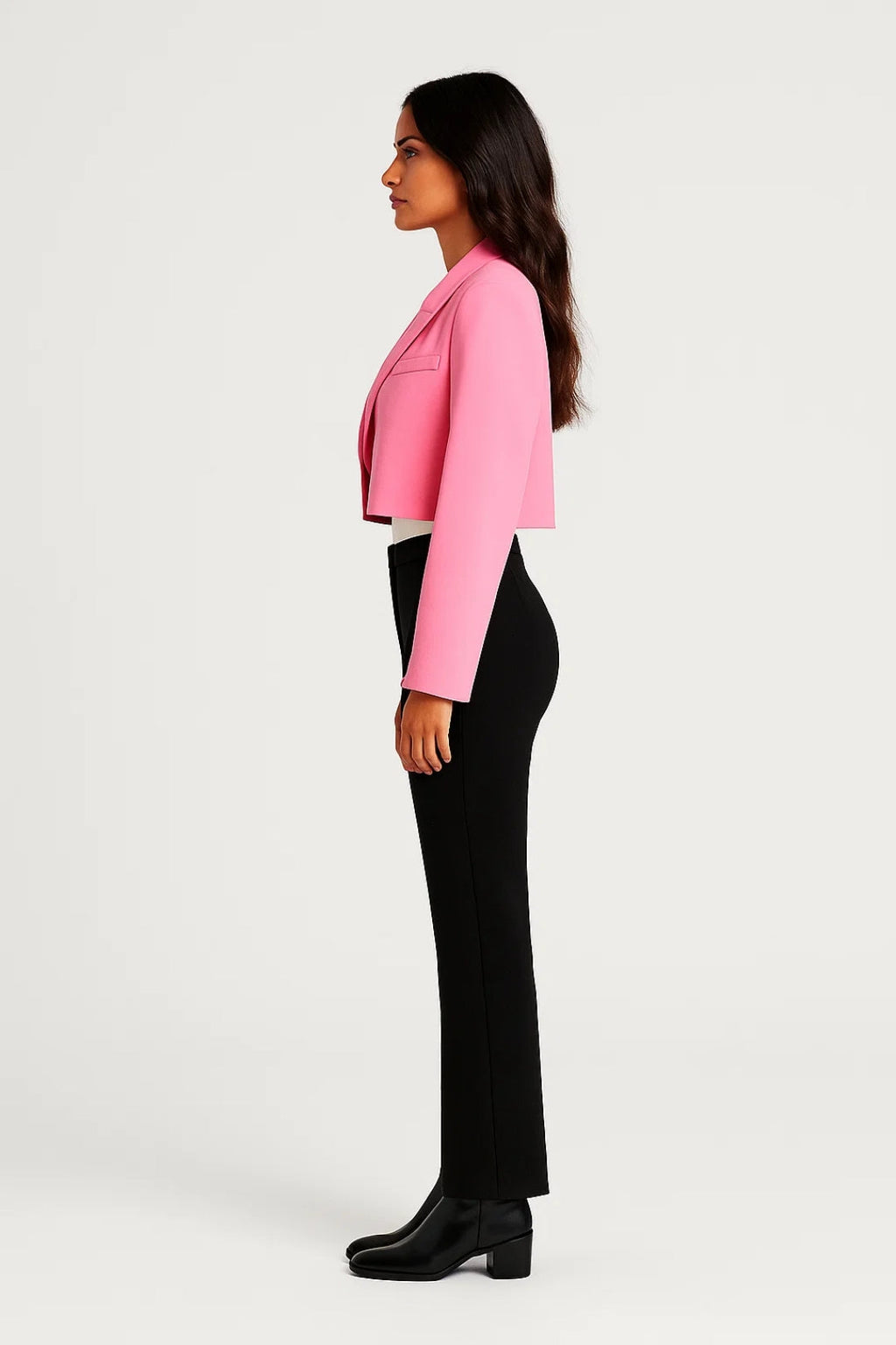 Women's Cropped Blazer – Notched Collar Office Blazer – Harper