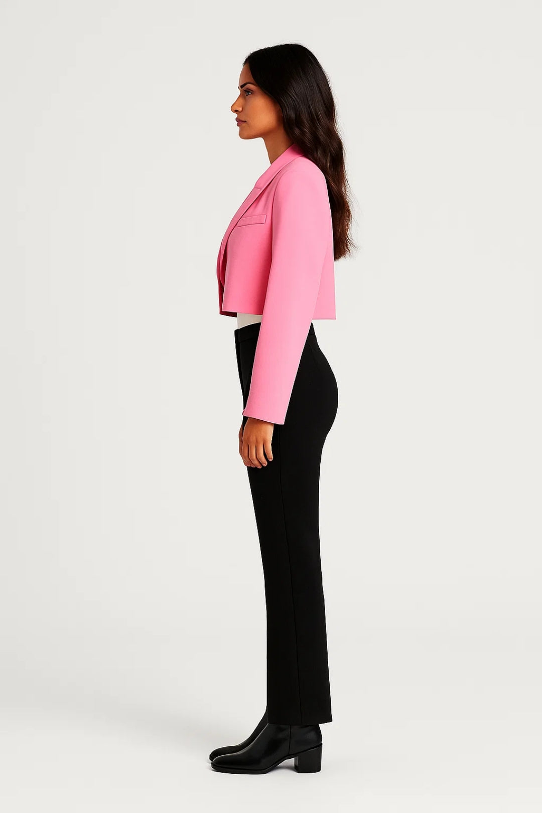 Women's Cropped Blazer – Notched Collar Office Blazer – Harper