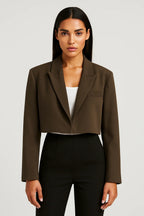 Women's Cropped Blazer – Notched Collar Office Blazer – Harper
