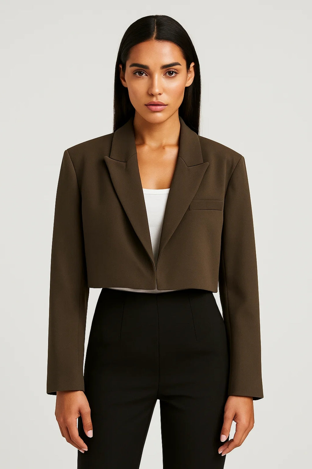 Women's Cropped Blazer – Notched Collar Office Blazer – Harper