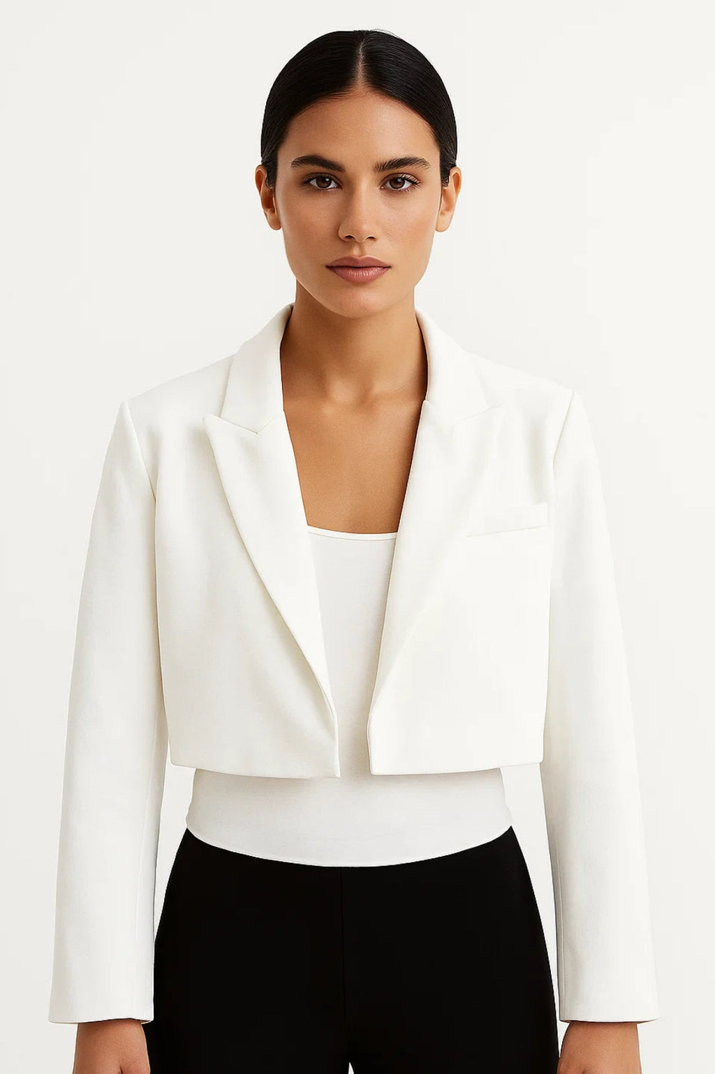 Women's Cropped Blazer – Notched Collar Office Blazer – Harper