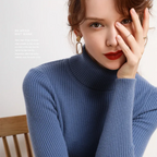 Women's Roll Neck Winter Sweater – Classic Turtleneck Knit Sweater