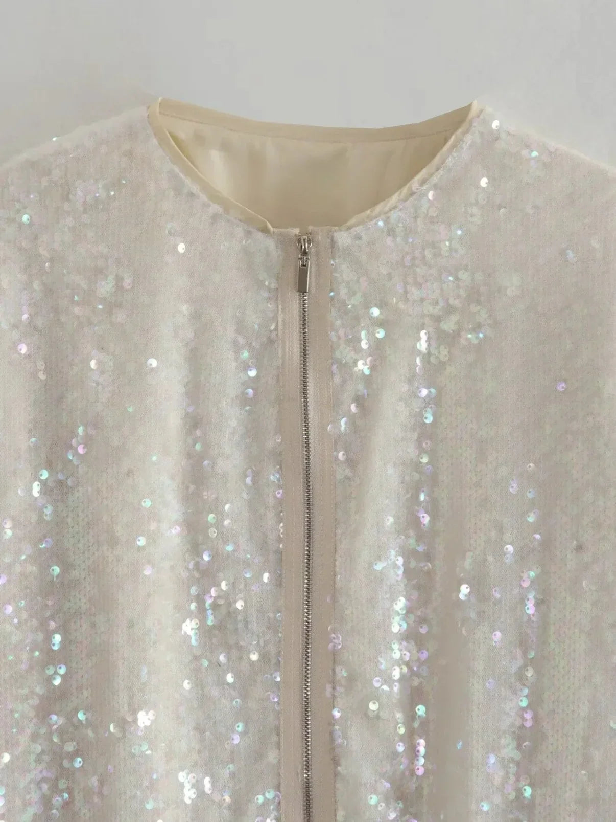 Women's Sparkle Bomber Jacket – Sequin Zip Front Statement Jacket