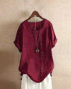 Women's Casual Blouse with Button Detail and Short Sleeves