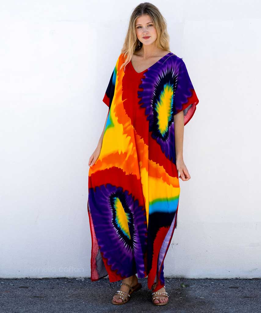 Women’s Coastal Caftan Dress – Loose Casual Lounge Style - Lily