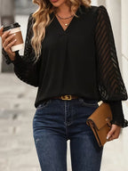 Women's V-Neck Long Sleeve Blouse – Tailored Casual Office Blouse