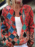 Women's Floral Embroidered Knit Cardigan – Button Front Long Sleeve Cardigan