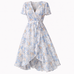 Women's Floral Midi Dress – Wrap V-Neck Dress