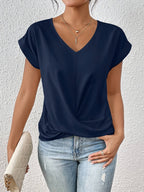 Women's V-Neck Knot Top – Draped Casual Top