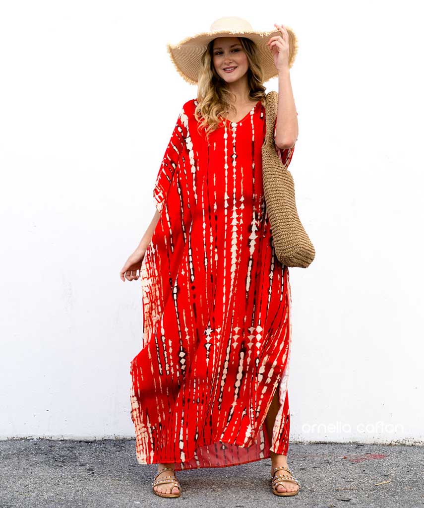Women’s Coastal Caftan Dress – Loose Casual Elegant Style - Olivia
