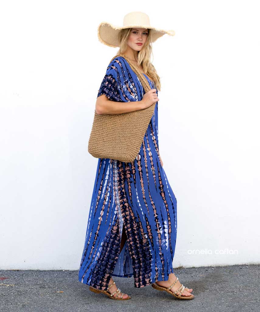 Women’s Coastal Caftan Dress – Loose Casual Elegant Style - Alice