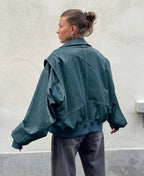 Women's Oversized Bomber Jacket – Zip-Up Relaxed Jacket