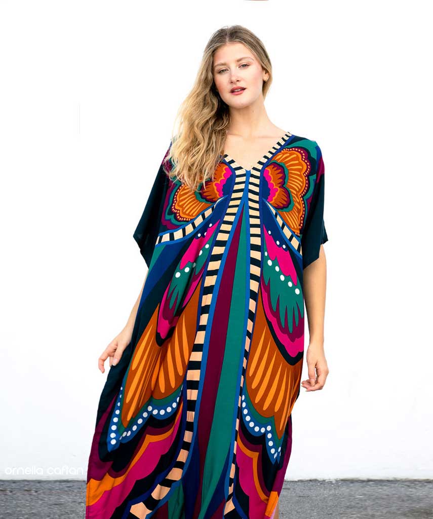 Women’s Coastal Caftan Dress – Loose Casual Relaxed Style - Amelia