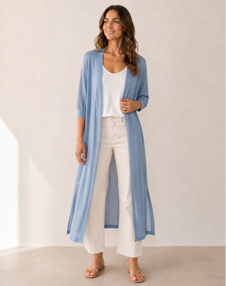 Women's Soft Duster Cardigan – Open Front Long Knit Layer