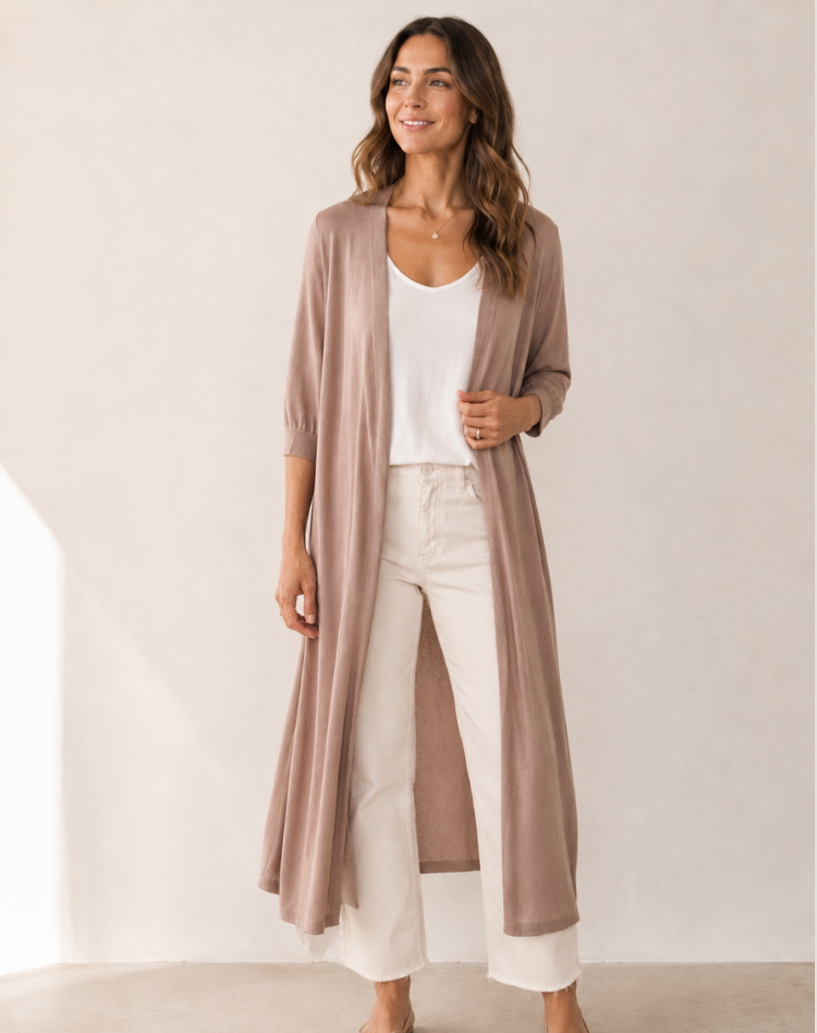 Women's Soft Duster Cardigan – Open Front Long Knit Layer
