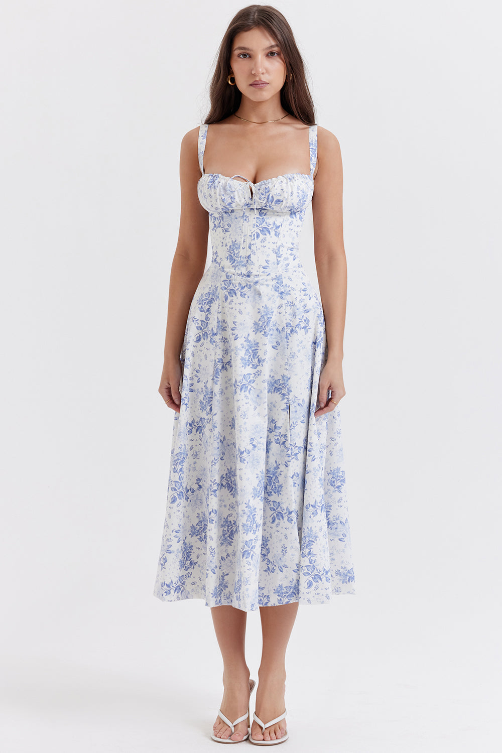 Women's Floral Midi Dress – Bustier Occasion Dress – Virelle