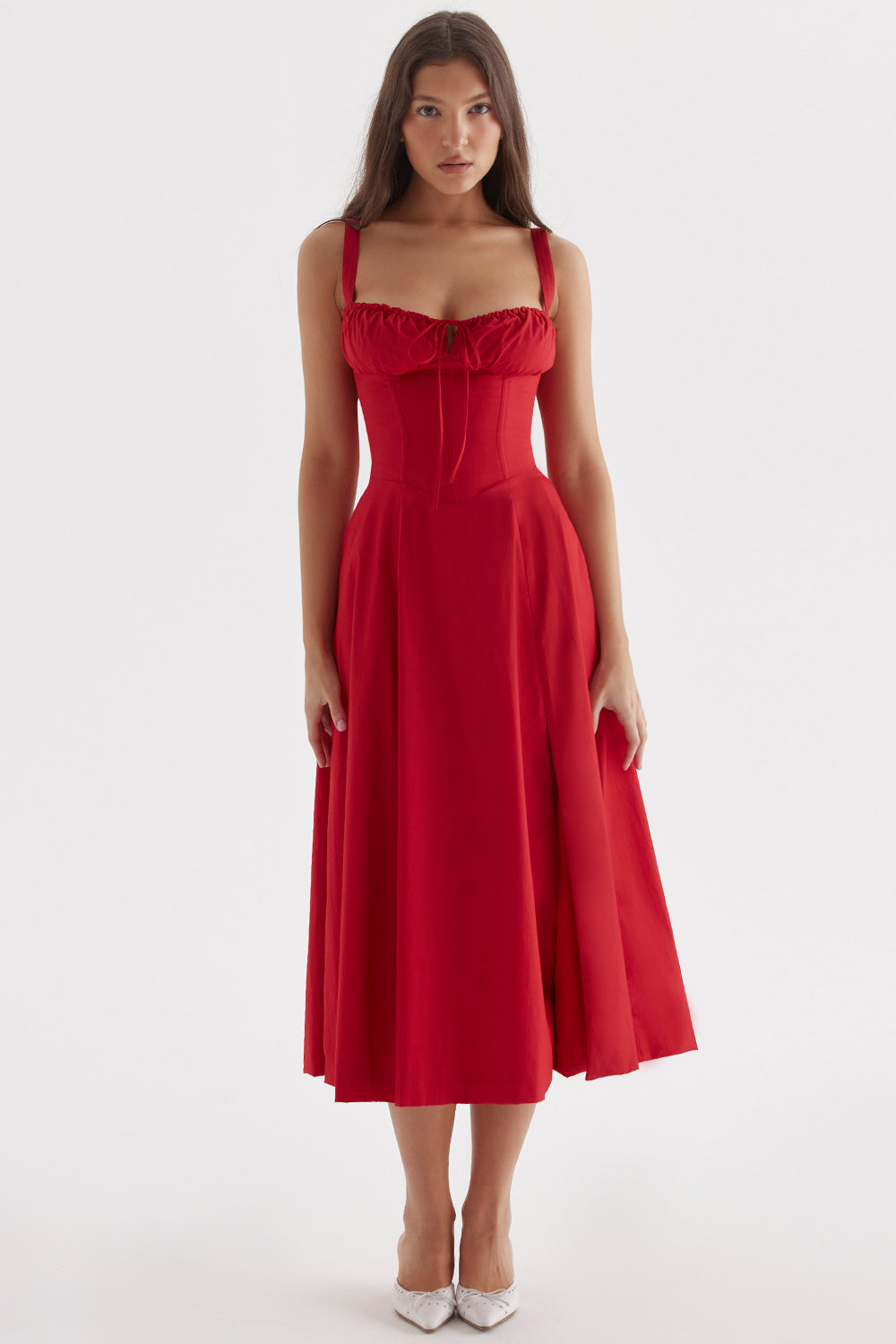 Women's Floral Midi Dress – Bustier Occasion Dress – Virelle