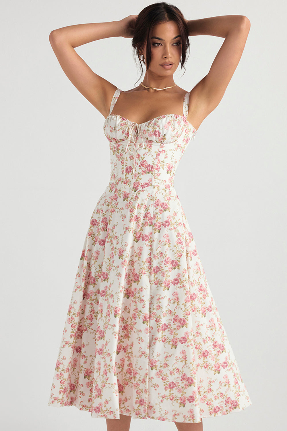Women's Floral Midi Dress – Bustier Occasion Dress – Virelle