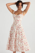 Women's Floral Midi Dress – Bustier Occasion Dress – Virelle
