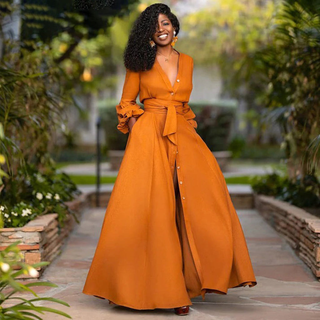 Women's Relaxed Maxi Dress – Flowy Full-Length Occasion Dress