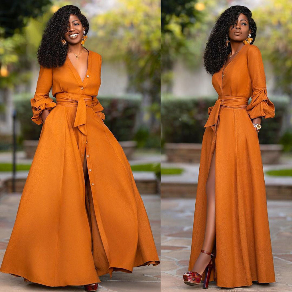 Women's Relaxed Maxi Dress – Flowy Full-Length Occasion Dress