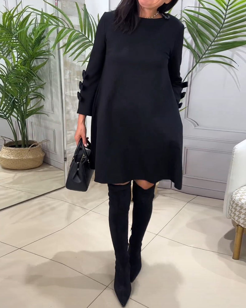 Women's Long Sleeve Knee Length Dress – Relaxed Pocket Day Dress
