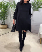 Women's Long Sleeve Knee Length Dress – Relaxed Pocket Day Dress