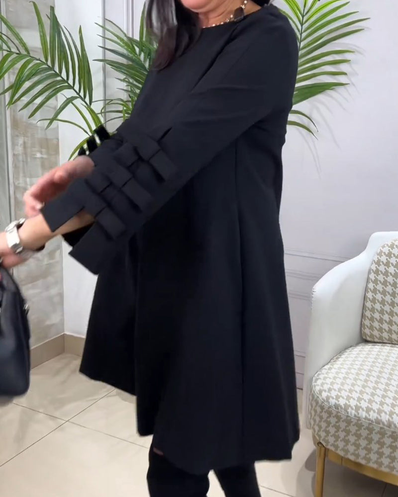 Women's Long Sleeve Knee Length Dress – Relaxed Pocket Day Dress