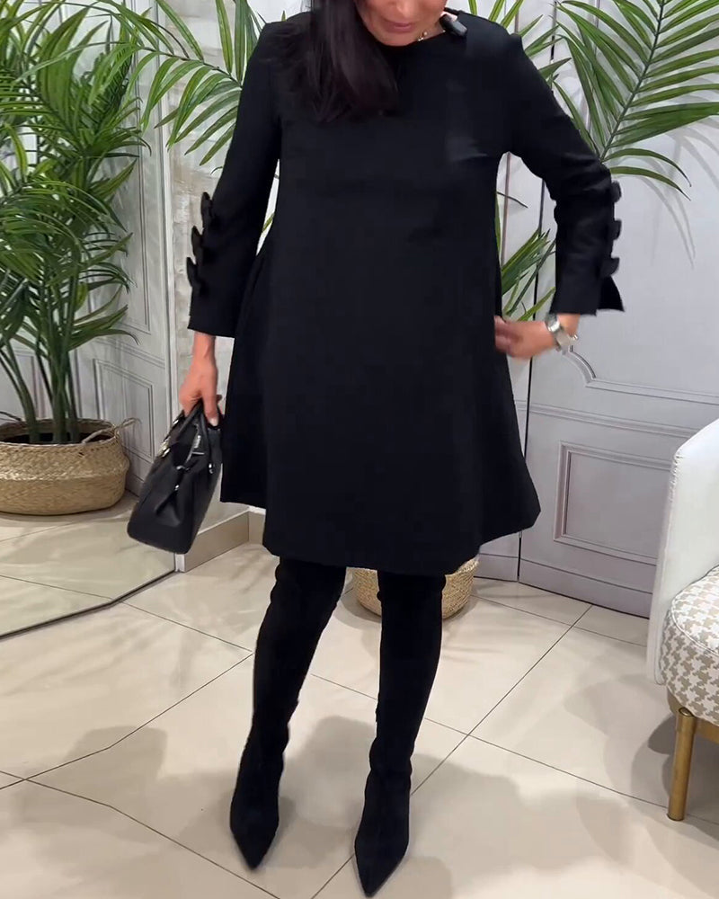 Women's Long Sleeve Knee Length Dress – Relaxed Pocket Day Dress