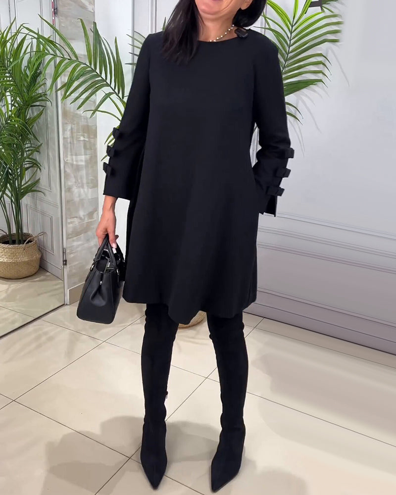 Women's Long Sleeve Knee Length Dress – Relaxed Pocket Day Dress