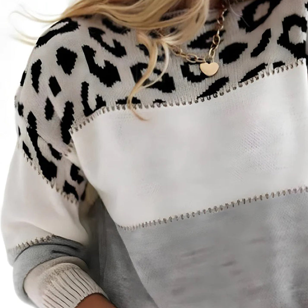 Women's Leopard Sweater – Oversized Animal Print Pullover