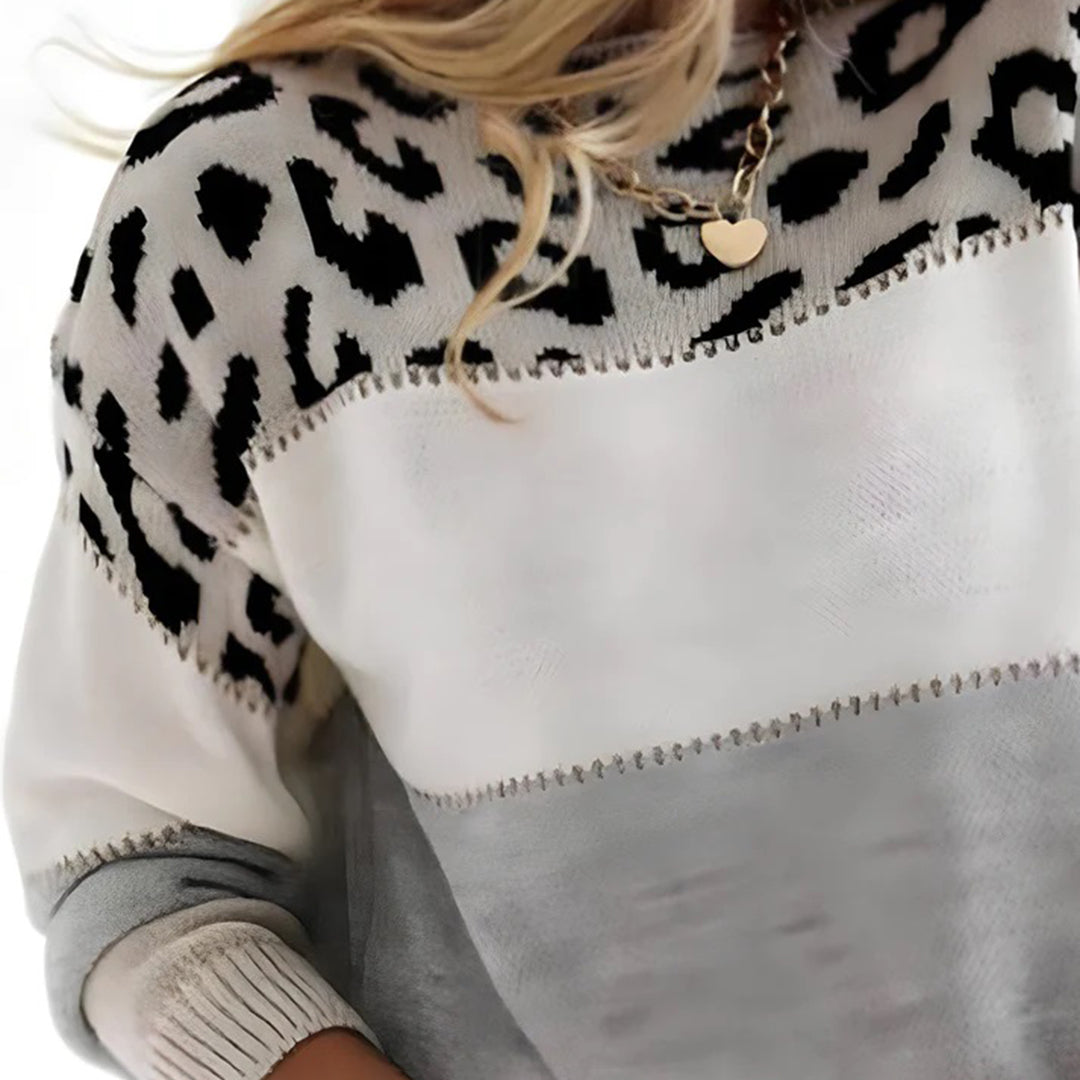 Women's Leopard Sweater – Oversized Animal Print Pullover