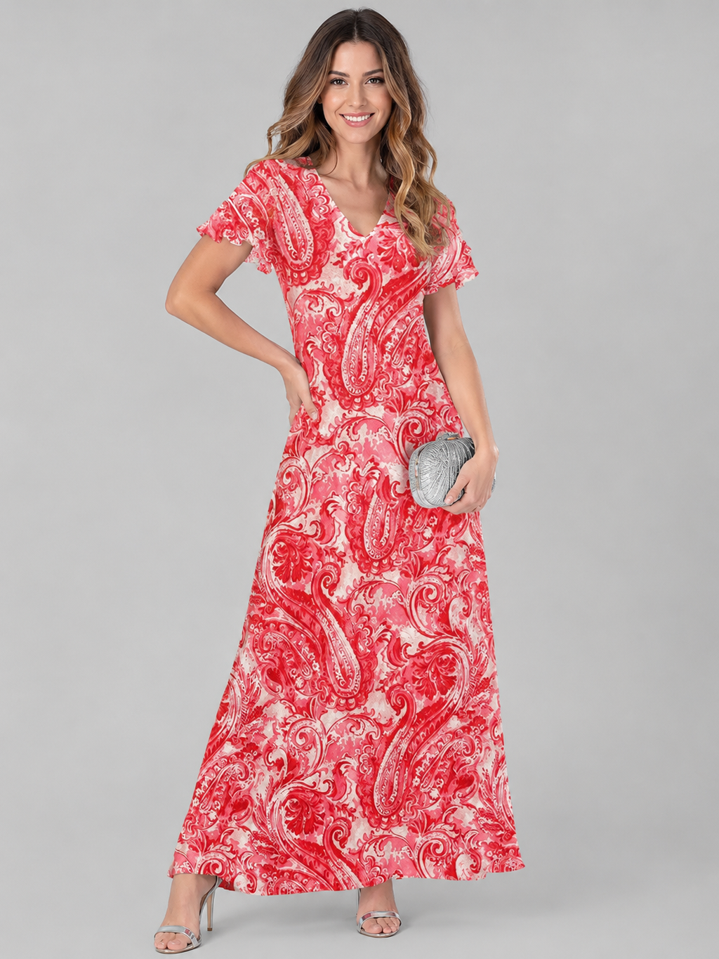 Women's Draped Floral Maxi Dress – Flowy Relaxed Summer Dress